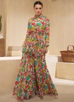 Chinnon Silk Multi Colour Party Wear Embroidery Work Readymade Plazzo Suit